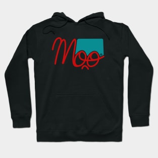 Moo1 red & turquoise Hoodie